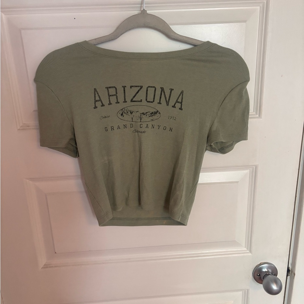 Aeropostale Green Crop Top Arizona Graphic